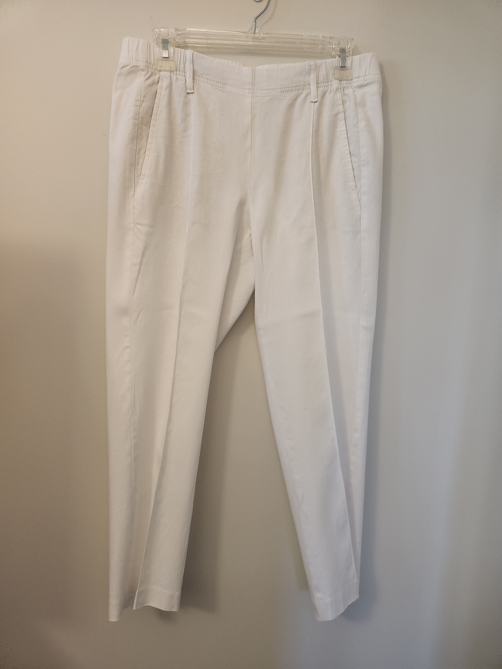 J. Jill White Slim Straight Linen Pants